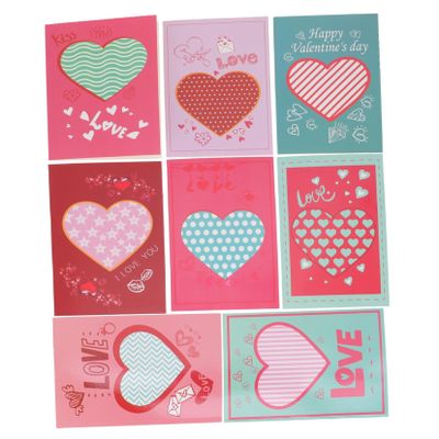 STOBOK 16-Piece Valentine's Day Cards with Heart Designs, Greeting Cards for Birthdays and Weddings, Writable High-Quality Paper, Bright Colors
