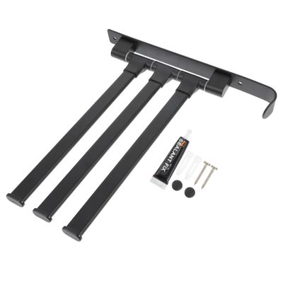 Rotating Aluminum Towel Rack, Folding, Wall-Mounted, Black