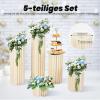 BAOCHADA 5-Piece Foldable Cardboard Flower Stand Set with Acrylic Tops, White view 2