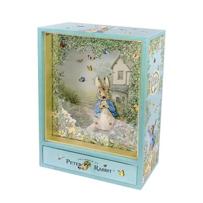 Trousselier Peter Rabbit Large Traditional Wooden Music Box, Stone Rabbit Garden