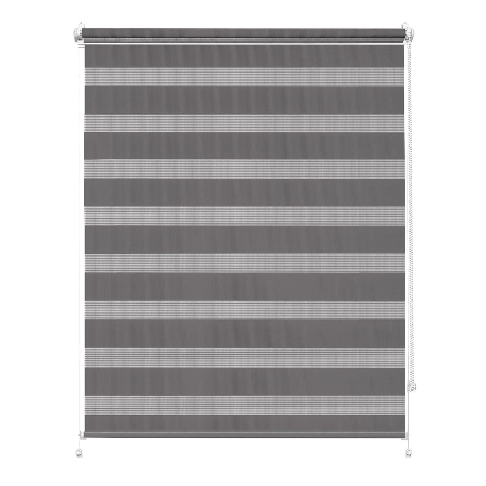 Rettika No-Drill Double Roller Blind, Dark Gray, 80 x 150 cm