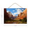 CustonCares Wood Sign "Zion National Park Established," Mountain Lake, 12 x 8 in, Watercolor Travel Art, Distressed Wall Decor view 2