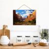 CustonCares Wood Sign "Zion National Park Established," Mountain Lake, 12 x 8 in, Watercolor Travel Art, Distressed Wall Decor view 3