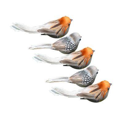 5-Piece Artificial Sparrow Figurine Set for the Garden
