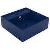 Square Bathroom Sink Overflow, Matte Dark Blue, 41 x 41 cm, Ceramic Hardware view 1