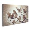 islandburner Canvas Wall Art, Sparrows in Gentle Snowfall on a Winter Branch view 1
