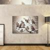 islandburner Canvas Wall Art, Sparrows in Gentle Snowfall on a Winter Branch view 2