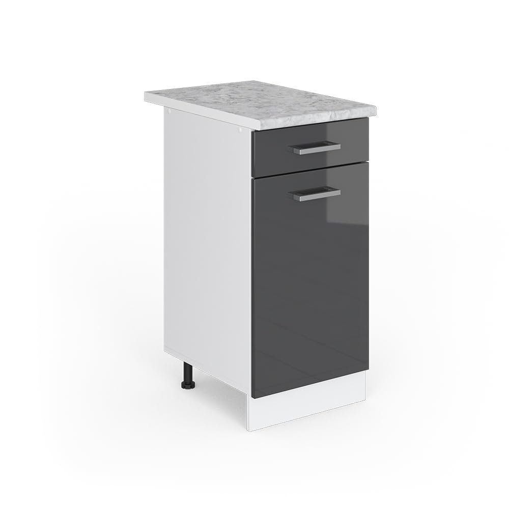 Vicco R-Line Base Cabinet, Anthracite High-Gloss, 40 cm