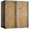 MEBLE KRYSPOL Cannes 10 Modern Wardrobe with 2 Sliding Doors, Hanging Rail and Shelves - 205.2 x 120 x 60 cm - Black/Artisan Silver view 1