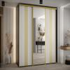 MEBLE KRYSPOL Cannes 7 Modern Wardrobe with 3 Sliding Doors, Clothes Rail, Shelves and Mirror, 205.2 x 200 x 60 cm, Black/White/Gold view 2