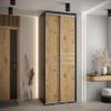 MEBLE KRYSPOL Cannes 10 Modern Wardrobe with 2 Sliding Doors, Hanging Rail and Shelves, 205.2 x 110 x 60 cm, Black Artisan/Silver view 2
