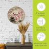 ARTLAND Silent Radio-Controlled Wooden Wall Clock, 30 cm, Black Stones & Pink Orchid view 2