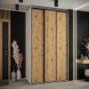 MEBLE KRYSPOL Cannes 1 Modern Wardrobe with 3 Sliding Doors, Hanging Rail and Shelves, White Artisan/Black, 205.2 x 160 x 60 cm view 2