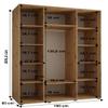 MEBLE KRYSPOL Cannes 1 Modern Wardrobe with 3 Sliding Doors, Hanging Rail and Shelves, White Artisan/Black, 205.2 x 160 x 60 cm view 4