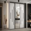 MEBLE KRYSPOL Cannes 13 Modern Wardrobe with 3 Sliding Doors, Clothes Rail, Shelves and Mirror, 205.2 x 180 x 45 cm, White White Black view 2
