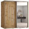 MEBLE KRYSPOL Cannes 9 Modern Wardrobe with 2 Sliding Doors, Hanging Rod, Shelves and Mirror, 205.2 x 110 x 60 cm, Artisan/Artisan Silver view 1