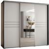 MEBLE KRYSPOL Cannes 11 Modern Wardrobe with 3 Sliding Doors, Clothing Rods, Shelves and Mirror, 205.2 x 190 x 45 cm, Black/White/Silver view 1