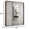 MEBLE KRYSPOL Cannes 11 Modern Wardrobe with 3 Sliding Doors, Clothing Rods, Shelves and Mirror, 205.2 x 190 x 45 cm, Black/White/Silver view 2