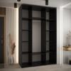 MEBLE KRYSPOL Cannes 3 Modern Wardrobe with 3 Sliding Doors, Rod, Shelves and Mirror, 205.2 x 160 x 60 cm, Black/Black/Silver view 3