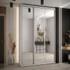 MEBLE KRYSPOL Cannes 2 Modern Wardrobe with 3 Sliding Doors, Clothes Rail, Shelves and Mirror – 205.2 x 180 x 45 cm – White/White/Silver view 2