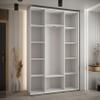 MEBLE KRYSPOL Cannes 2 Modern Wardrobe with 3 Sliding Doors, Clothes Rail, Shelves and Mirror – 205.2 x 180 x 45 cm – White/White/Silver view 3