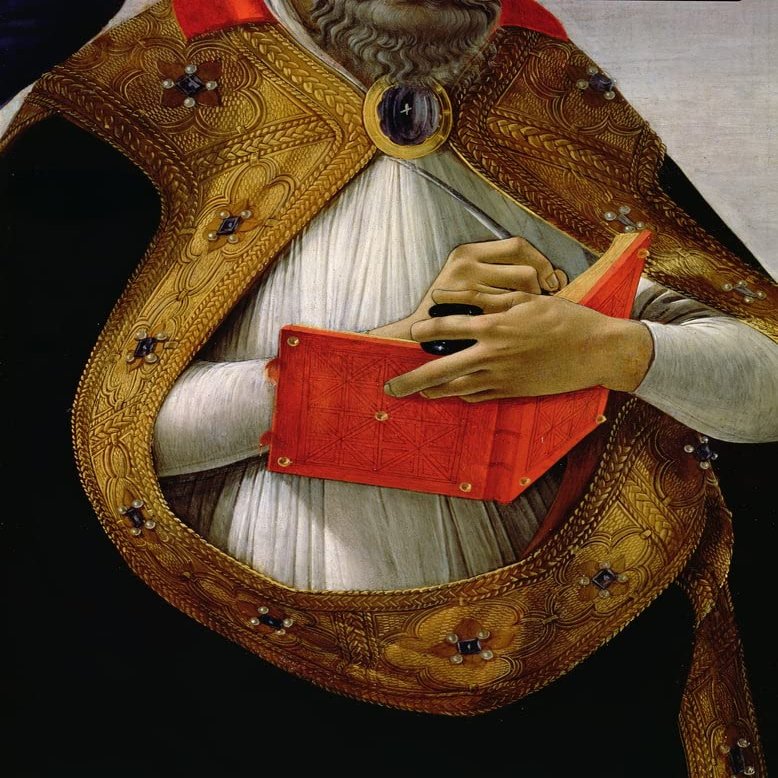 GerRit Unframed Canvas Poster, 58 x 90 cm, Saint Augustine from The Coronation of the Virgin, Tempera Detail by Sandro Botticelli