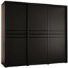 MEBLE KRYSPOL Cannes 10 Modern Wardrobe with 3 Sliding Doors, Hanging Rod and Shelves, Black, 205.2 x 200 x 60 cm view 1