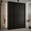 MEBLE KRYSPOL Cannes 10 Modern Wardrobe with 3 Sliding Doors, Hanging Rod and Shelves, Black, 205.2 x 200 x 60 cm view 2