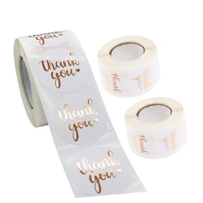 EXCEART 3-Roll Thank-You Sticker Set, Round Self-Adhesive Stickers, 1 in. Diameter