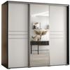 MEBLE KRYSPOL Cannes 11 Modern Wardrobe with 3 Sliding Doors, Clothes Rail, Shelves and Mirror, 205.2 x 160 x 45 cm, Black/White/Silver view 1