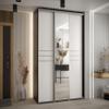 MEBLE KRYSPOL Cannes 11 Modern Wardrobe with 3 Sliding Doors, Clothes Rail, Shelves and Mirror, 205.2 x 160 x 45 cm, Black/White/Silver view 2