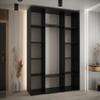 MEBLE KRYSPOL Cannes 11 Modern Wardrobe with 3 Sliding Doors, Clothes Rail, Shelves and Mirror, 205.2 x 160 x 45 cm, Black/White/Silver view 3