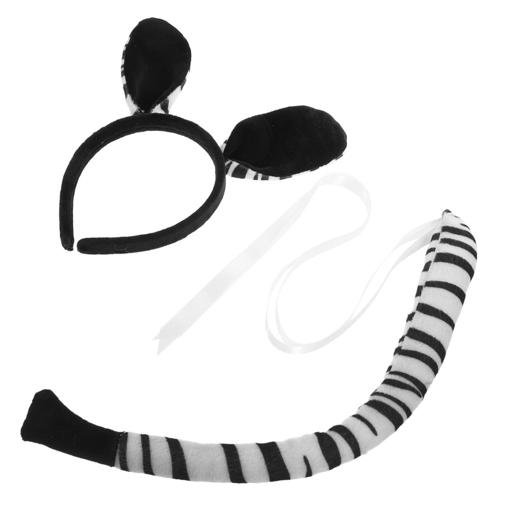 Zebra Ears and Tail Decorative Fabric Headband, 1 Set