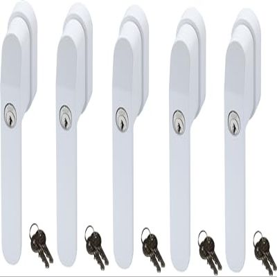 ABUS FG400W Lockable White Window Handle, Set of 5, Keyed Alike AL0145, 10 Keys