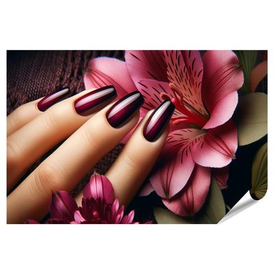islandburner Prime XXL Poster – Elegant Manicure with Deep Maroon Polish