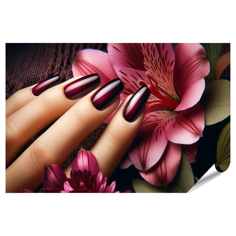 islandburner Prime XXL Poster – Elegant Manicure with Deep Maroon Polish