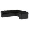 vidaXL 10-Piece Garden Sofa Set with Cushions Black Poly Rattan view 1