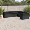 vidaXL 10-Piece Garden Sofa Set with Cushions Black Poly Rattan view 2
