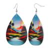 Elegant Leather Earrings with Landscape Design view 2