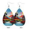 Elegant Leather Earrings with Landscape Design view 3