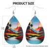 Elegant Leather Earrings with Landscape Design view 4