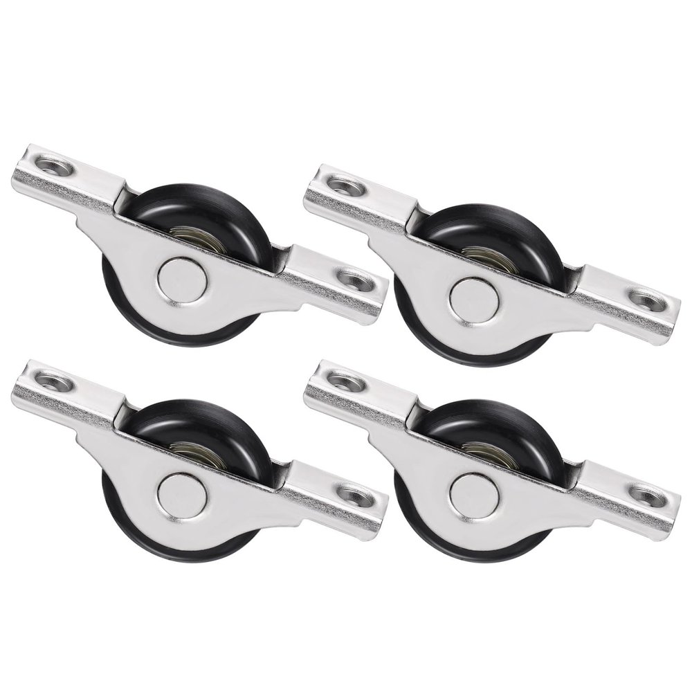 Black Nylon and Metal Sliding Door Rollers, 30 mm, 4-Pack