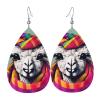 Elegant Leather Drop Earrings with Llama Design view 1