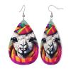 Elegant Leather Drop Earrings with Llama Design view 2