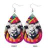 Elegant Leather Drop Earrings with Llama Design view 3