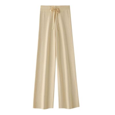 KBOPLEMQ Women's Summer 7/8 Casual Pants, Lightweight High-Waisted Knit Pants with Wide Legs