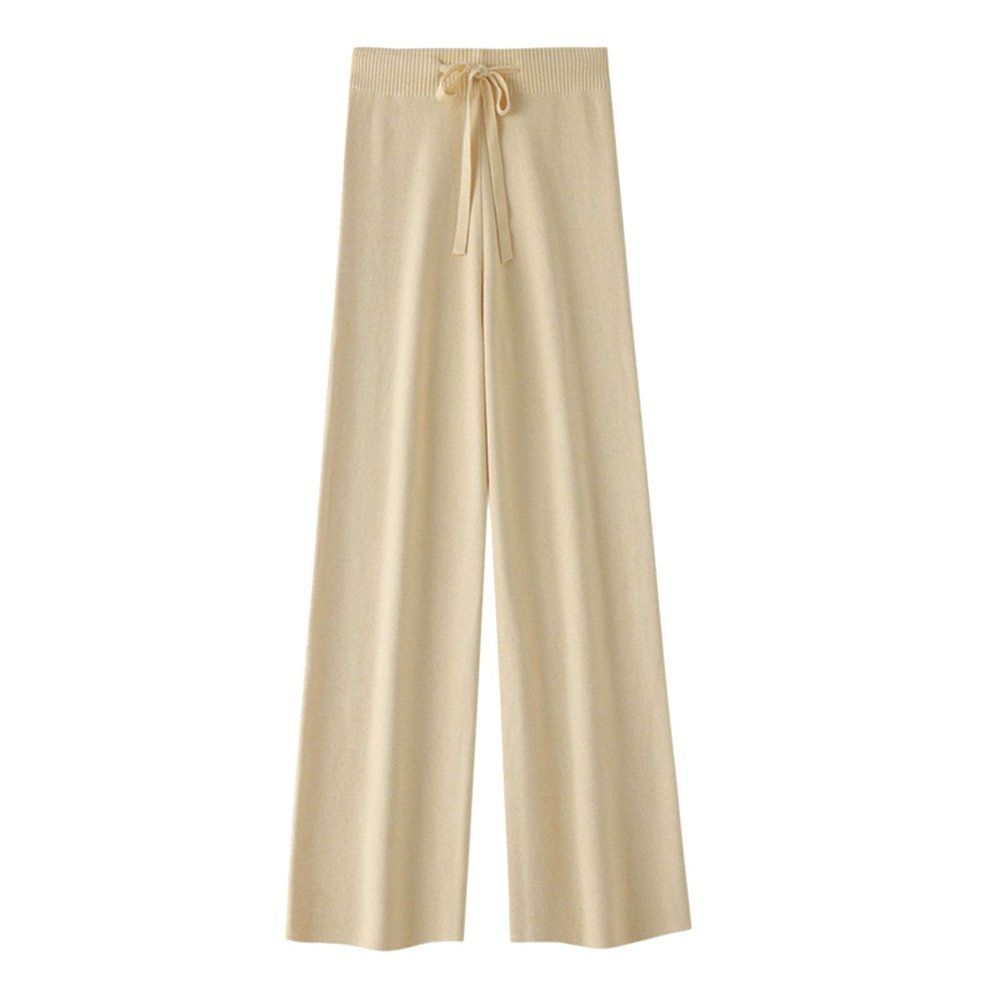 KBOPLEMQ Women's Summer 7/8 Casual Pants, Lightweight High-Waisted Knit Pants with Wide Legs