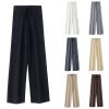 KBOPLEMQ Women's Summer 7/8 Casual Pants, Lightweight High-Waisted Knit Pants with Wide Legs view 2