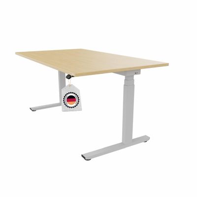 OKA Easy Up Electric Height-Adjustable Ergonomic Desk for Home Office, 5-Year Warranty, Made in Germany (Vicenza Oak Top/Silver Frame, 160 x 90 cm)