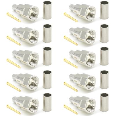 RANGEFUL FME Male Connectors for RG58 LMR195 RG303 RG141 RG142 RG400 RF Crimp Coaxial Cables, Nickel-Plated, 10-Pack